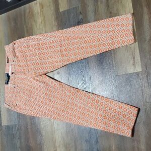 Lucky brand Charlie Capri orange geometric patterned jeans